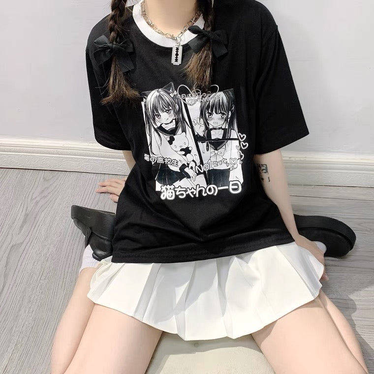 JAPANESE DARK PREPPY GIRL JK T-SHIRT BY60025