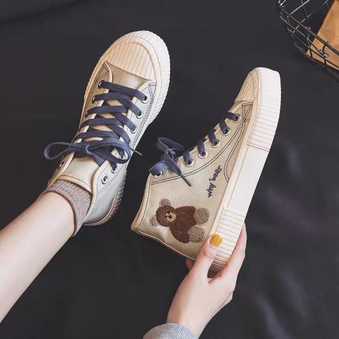 review for INS ULZZANG CUTE BEAR CANVAS SHOES BY92999