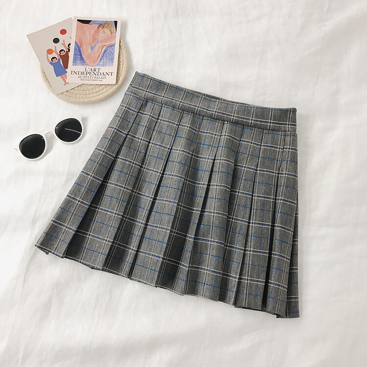 5 COLORS PLAID PLEATED SKIRT BY61144